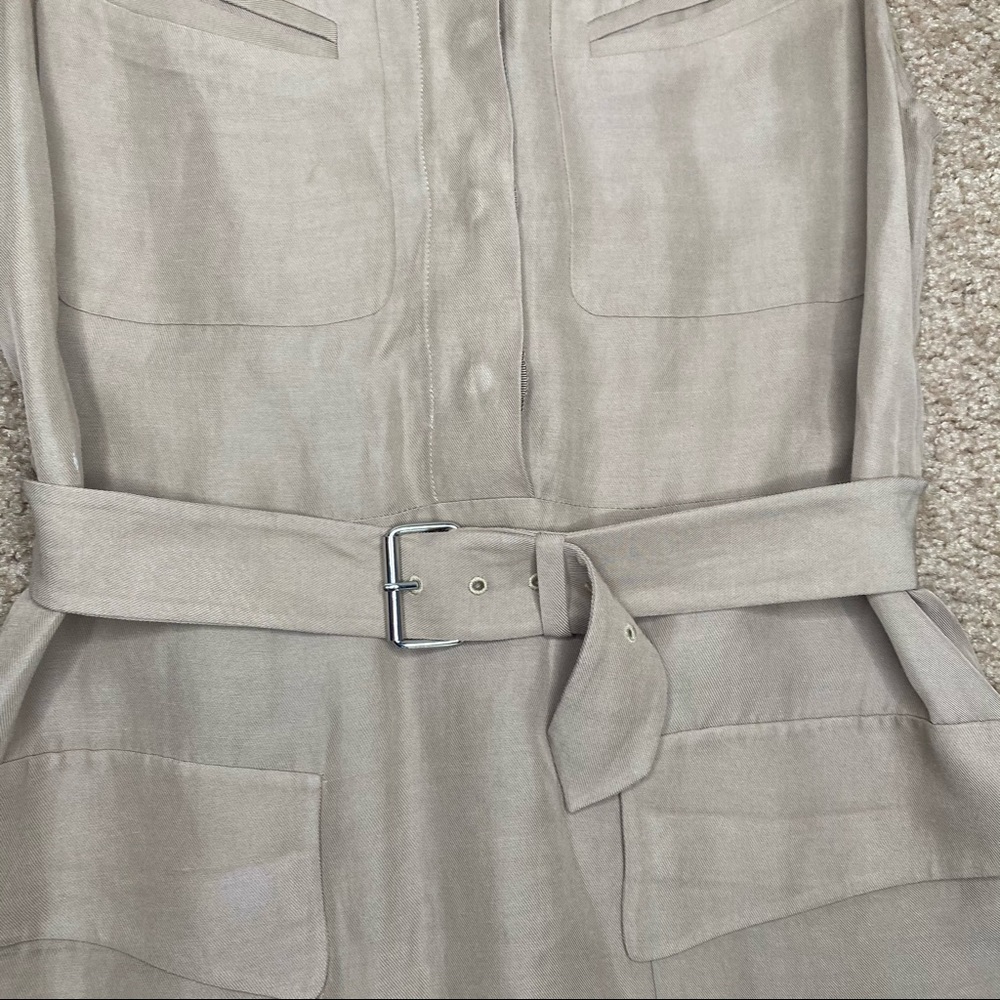3.1 Phillip Lim Tan Sleeveless Linen Belted Twill Shirt Dress - Size 2 - Picture 3 of 11